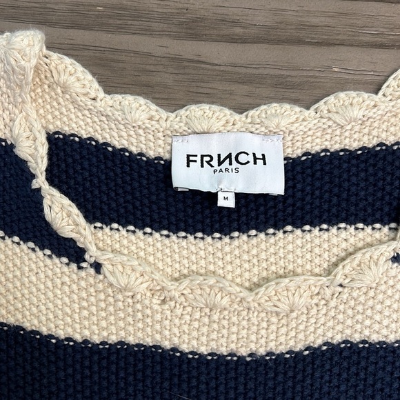 FRNCH PARIS STRIPED BLUE & CREAM KNIT TANK TOP MEDIUM - Picture 11 of 16